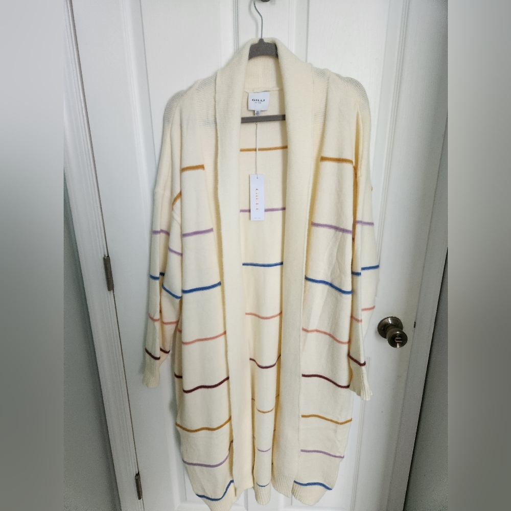 Cream Striped Cardigan